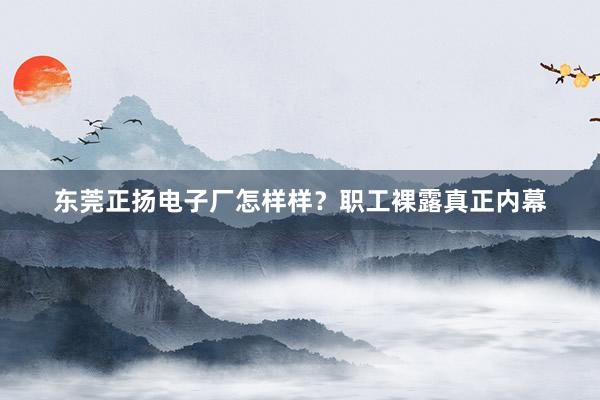 东莞正扬电子厂怎样样？职工裸露真正内幕