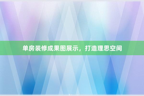 单房装修成果图展示，打造理思空间